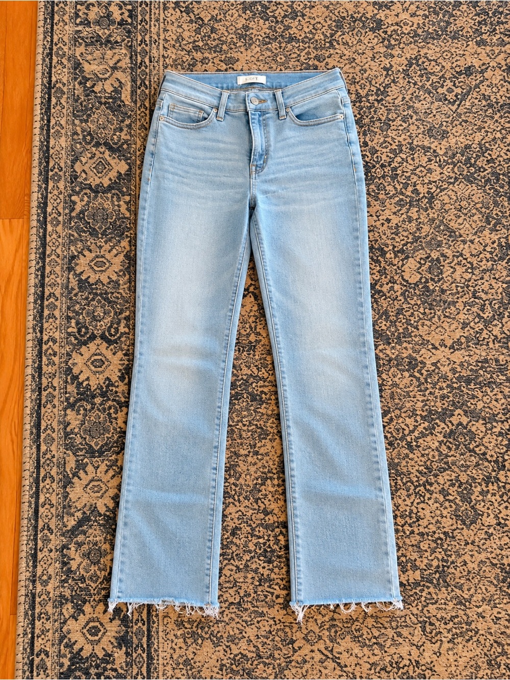 Banana Republic Light Blue Straight Leg Jeans with Frayed Hem